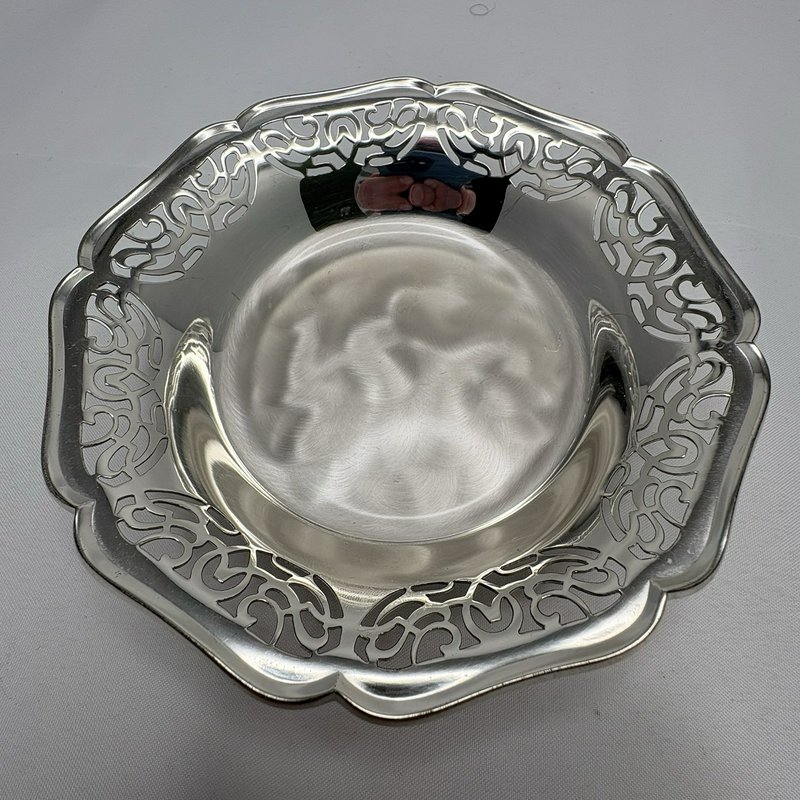 Vintage WMF-Ikora Footed Silver Tone Candy/Nut Dish Openwork Rim Made In Germany