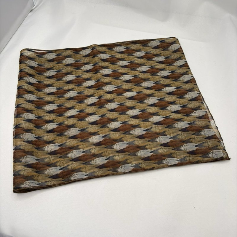 Vintage Praying Hands Scarf Made In Korea Sheer Brown Tan Religious 61x13
