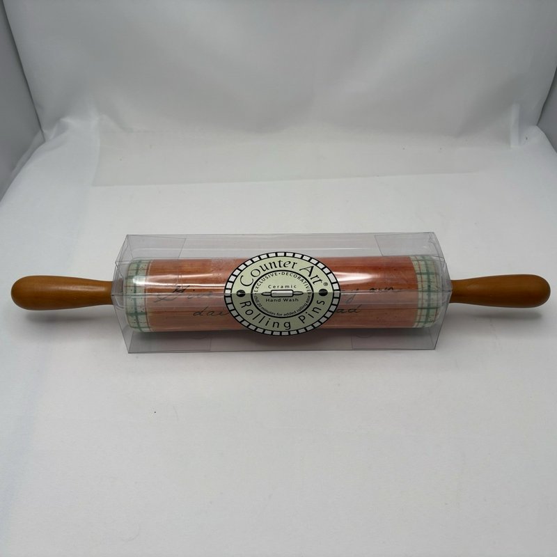 CounterArt Ceramic Rolling Pin Psalm 34:8 Scripture Wood Handles