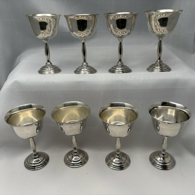 Set of 8 Vintage Benedict BM Co Silverplate Goblets Wine Cups 5” Stemmed