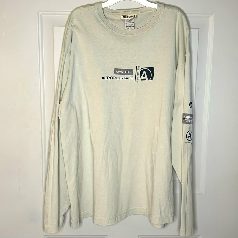 Vintage Y2K Aeropostale A87 Tech Utility Long Sleeve T Shirt XL Beige